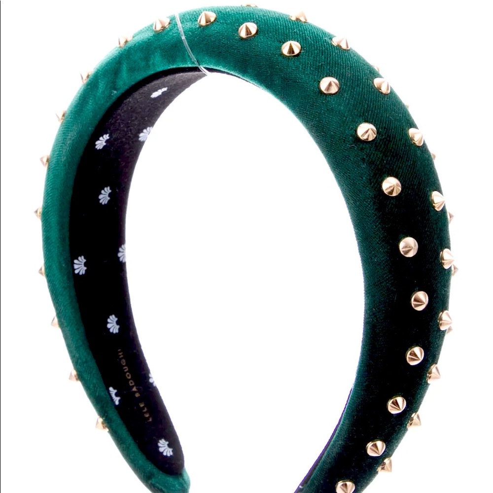 Lele Sadoughi NWOT emerald studded and padded headband